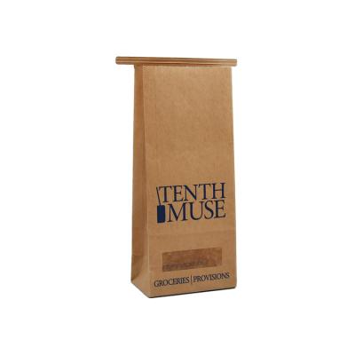 China Recyclable Custom recyclable paper bags square bottom kraft paper food bags Snack Sandwich takeaway Baking Bread bag with Clear Window for sale