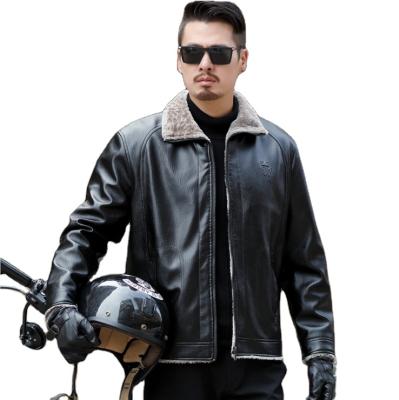 China 2021Warm Motorcycle Fleece Fashion PU Leather Jacket Winter QUICK DRY Clothing For Men for sale