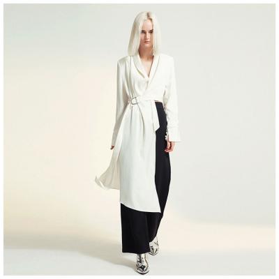 China White Asymmetrical Breathable Suit Women's Long Sleeve V-Neck Jacket Fashion Tide Spring Summer Tide Spring Summer for sale