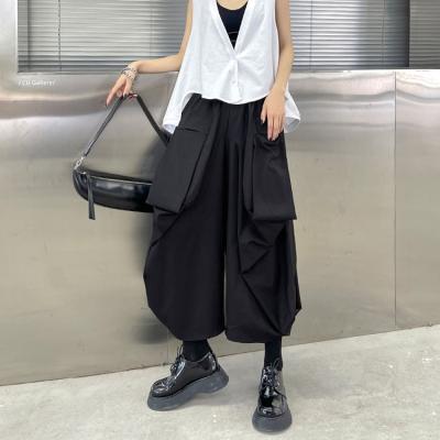 China Breathable High Waist Wide Leg Pants With Pocket Black Slim Casual Pants For Women Fashion Spring Summer Tide for sale