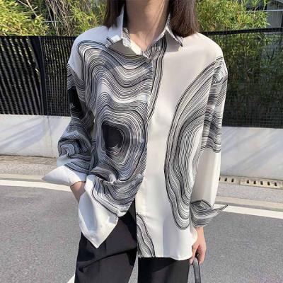 China Women's Breathable Long Sleeve V-Neck Chiffon Blouse Summer Women's Breathable Blouses Elegant Solid Oversized Tops Office And Casual Shirt Regular for sale