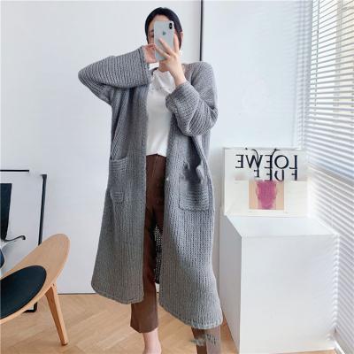 China Fashion Breathable Autumn Winter Tide New Yellow V-Neck Plus Size Cardigan Sweater Long Sleeve Knitting Loose Fit Women for sale