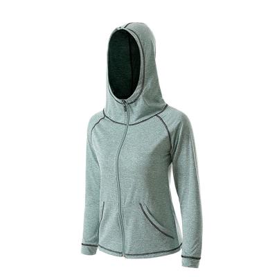 China Breathable Breathable Women Running Jackets Plus Normal Lightweight Yoga Workout Track Zipper Sporty Hooded Hoodie With Pockets for sale