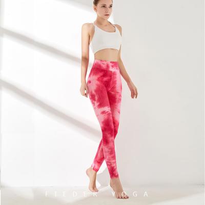 China Breathable Breathable Yoga Pants Tie-Dye Running Fitness Workout Cuffs For Women Tummy Control Sportswear for sale