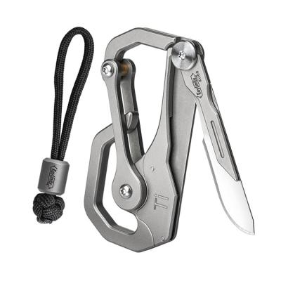 China Titanium Carabiner Multi-function Tool TC4 Alloy Carabiner Portable Folding Knife Outdoor Carabiner for sale