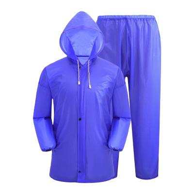 China Custom Unisex Adult Singlet Rainwear Two Piece Raincoat Button Sets Solid Color Hooded Lightweight Raincoat for sale