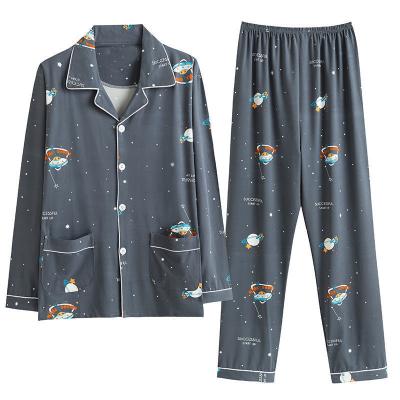 China Soak Up Water Custom Digital Printed Mens Summer Pajama Sets Long Sleeve Tops And Long Pants Two Pieces Loose Innerwear Sleepwear Sets for sale