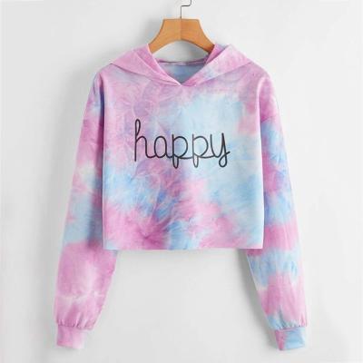 China Autumn Women Blouse Drawstring Hoodie Oversized Casual Tops Long Sleeve Breathable Tie Dye Print Pullover Sweatshirt for sale