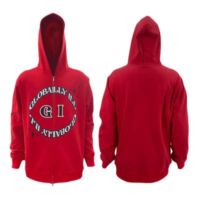 China Custom Logo Men Cotton Embroidery Anti-Wrinkle Oversized Patchwork Hooded Double Zipper Sweatshirt Hoodies Printing Zipper Up Hoodies for sale