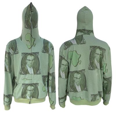 China Custom Spring Anti-pilling Full Print Men's Face Full Zip Hoodie Digital All Over Print Sweatshirt Streetwear Unisex Casual Hoodies for sale