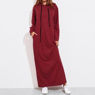 China Breathable Autumn Women Long Dress Sheath Long Dress Customized New Style Pullover Casual Drawstring Hoodie for sale