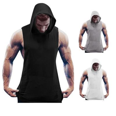 China Anti-Wrinkle Autumn New Men Workout Gym Sports Fitness Pure Cotton Sleeveless Hoodie Men's Vest Skin-Friendly for sale