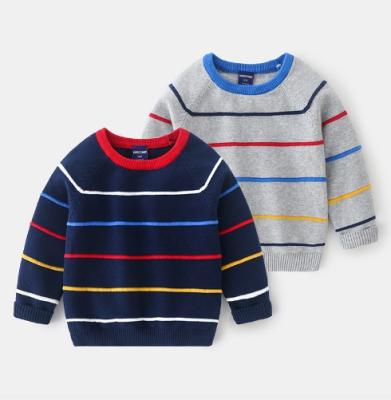 China Anti-wrinkle Toddler Boy Winter Knit Stripes Sweater Clothes 2-6 Years Old for sale