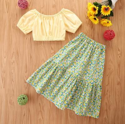 China Kid Girls Casual Summer Set Floral Skirt Set for sale