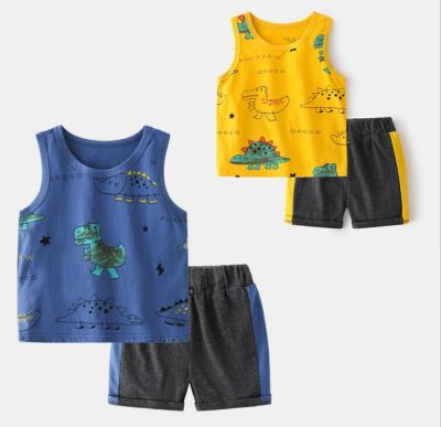 China Kid Boy Summer Casual Vest Set Dinosaur Cartoon Design for sale