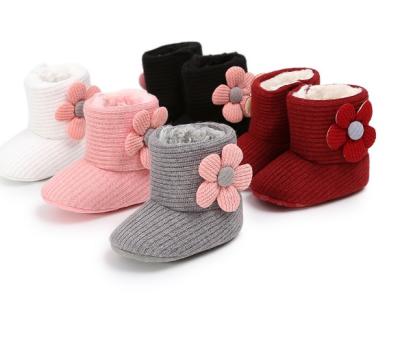 China 2020 Newborn Baby Soft Sole Flower Winter Breathable Boots 0-1 Year Old Toddler Shoes for sale