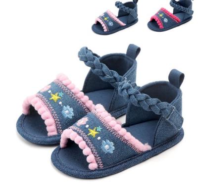 China Newborn Anti-slippery Toddler Baby Toddler Sandals Shoes Princess Soft Sole Summer Embroidery Anti-skid Shoes for sale