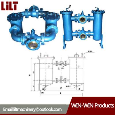 China Carbon Steel And Stainless Steel Heavy Machinery Large Flow Duplex Filter Return Line / Hydraulic Oil Filters With Bypass Valve And Clogging Indicator for sale