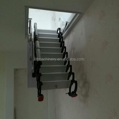 China Indoor Duplex Folding Ladders Staircase Folding Attic Ladders with Handrail, Steel Retractable Stairs for Building Material for sale