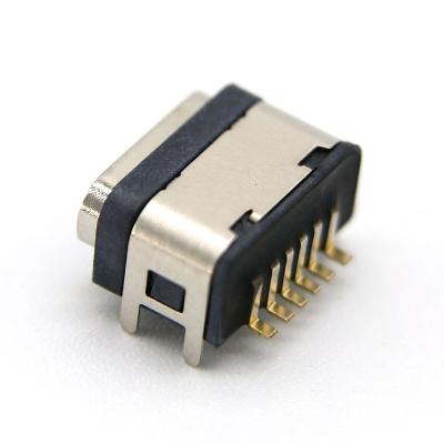 China Horizontal Type C Connector 6Pin SMT+through Hole USB Waterproof Female PCB Mount Type C Connector for sale