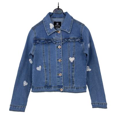 China Breathable Blue Sequined Kids Life Jacket Denim Jacket Kids Baseball Jackets for sale