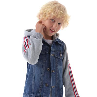 China Spring/Autumn Breathable Jacket Lattice Clothing For Boys Denim Jacket Kids Jacket for sale