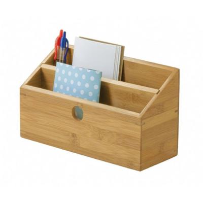 China Sustainable Bamboo Desktop Organizer Letter Storage Box Stationery Storage Rack for sale