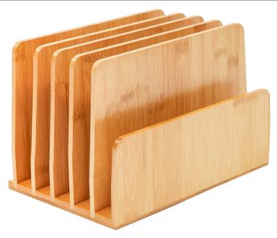 China Sustainable Bamboo Wooden Mail Organizer With 5 Slots Book Magazine Organizer for sale