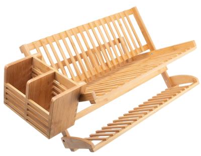 China Sustainable Bamboo Dish Drying Rack With Utensil For Large Dishes, Cups, Cups, Utensils for sale