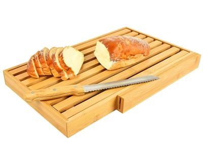 China Sustainable Bamboo Bread Cutting Board With Removable Crumb Catcher for sale