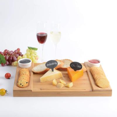 China Sustainable Thick Bamboo Cheese Board With Handle Bamboo Cheese Board Set for sale