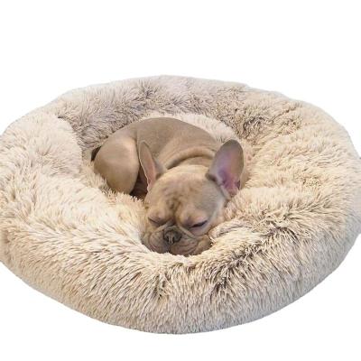 China Viable Dog Cat Long Plush Super Soft Bed Sleep Colorful Round Dog Sofa Bed Pets Supplies Washable For Dogs Cats for sale