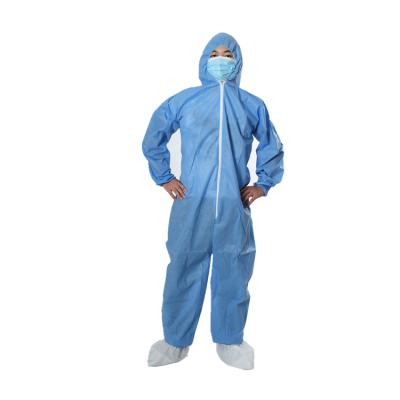 China Blue Disposable Waterproof Industrial Cheap Polypropylene Coverall for sale