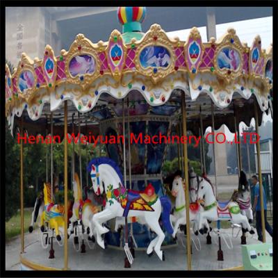 China RGB lights Fiberglass Carousel For Sale 16seats With Animals Amusement Park Carousel for sale