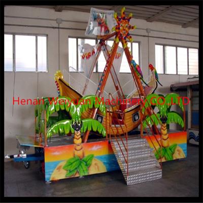 China Kids Rides Amusement Games Mini Pirate Ship With Trailer For Mobile Business for sale