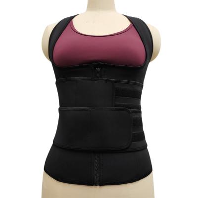 China Best Selling Women Sauna Sweat Waist Trainer Antibacterial Body Shaper Fitness Waist Slimming Corset With Zipper for sale