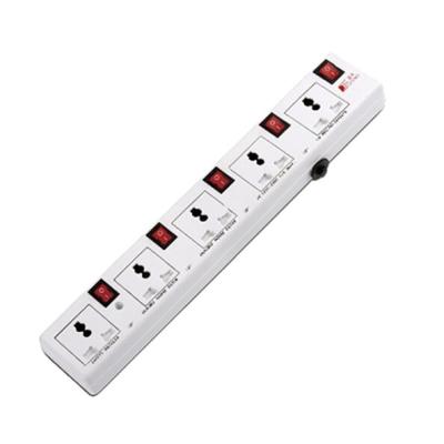 China Convenient White 5 Way Extension Universal Universal Electrical Switch And Safety Socket With Individual Switch for sale