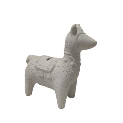 China Ceramic Piggy Bank For Home Decor Hot Selling Sheep Toy DIY Money Saving Box Ceramic Cute White Empty Animal Painting Coin Bank For Kids for sale