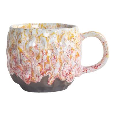 China Custom Creative Overflowing Glazed Ceramic Colorful Coffee Mugs Stored Drip Effect Coffee Cup With Handle for sale