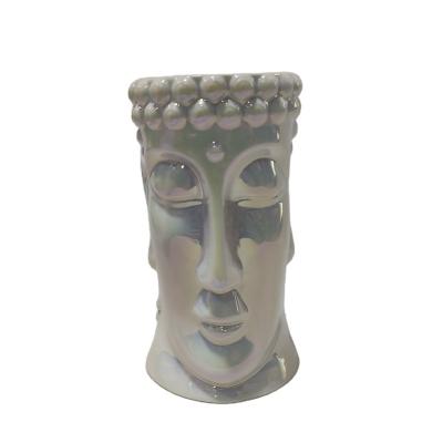 China New Arrival High Quality Big Ceramic Bead Glazed Lucky Buddha Statue Head Vase For Decoration for sale