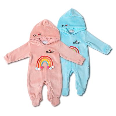 China Winter Warm Jumpsuit for Cute Newborn Baby Clothes Winter Rompers Coral Fleece Babies Warm Clothes with Rainbow for sale