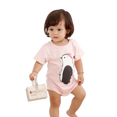 China Spandex Soft Penguin Cotton Unisex Short Sleeves Baby Pups Jumpsuit For Infant for sale