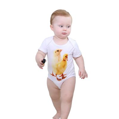 China Soft Fashionable White Chicken 3D Print Cute Club Clothes Baby Bodysuit 100% Cotton for sale