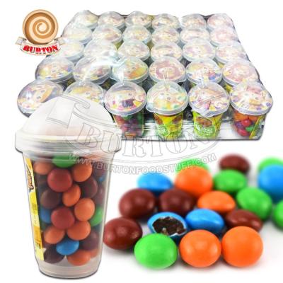 China Colorful Delicious Mini Chocolate Bean Candy In Cup Of Toys Promotional Toys for sale