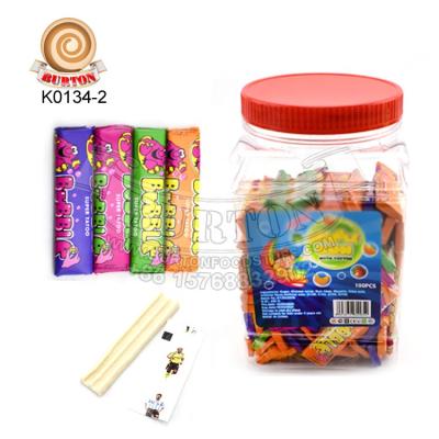 China Natural Halal Fruit Flavor Long Stick Bubble Gum With Tattoo for sale