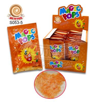 China Halal Meat Natural Magic Orange Flavor Popping Candy Pops Candy Sugar for sale