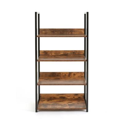 China WEHGJK Adjustable Iron Pipe Shelf Bookcase Storage Open Book Shelves (Others) Rack Stand Wood Steel Living Room for sale