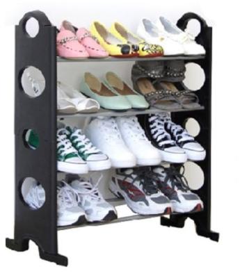 China Cheap Portable PP Plastic And Steel Corner Slide Tube Plastic Shoe Rack for sale