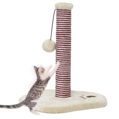 China Sustainable Wholesale Natural Sisal Rope Post With Hanging Ball Toy Cat Scratching Post For Small Cats for sale