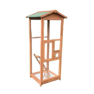 China Viable Wooden Bird Cage Small Animal House Bird Cage Outdoor Fir Wood for sale